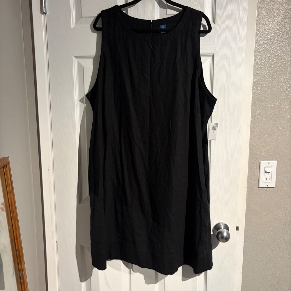 Old Navy Women XXL Tall Black Linen Blend Sleeveless Shift Dress